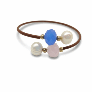 pulsera piel con piedras naturales